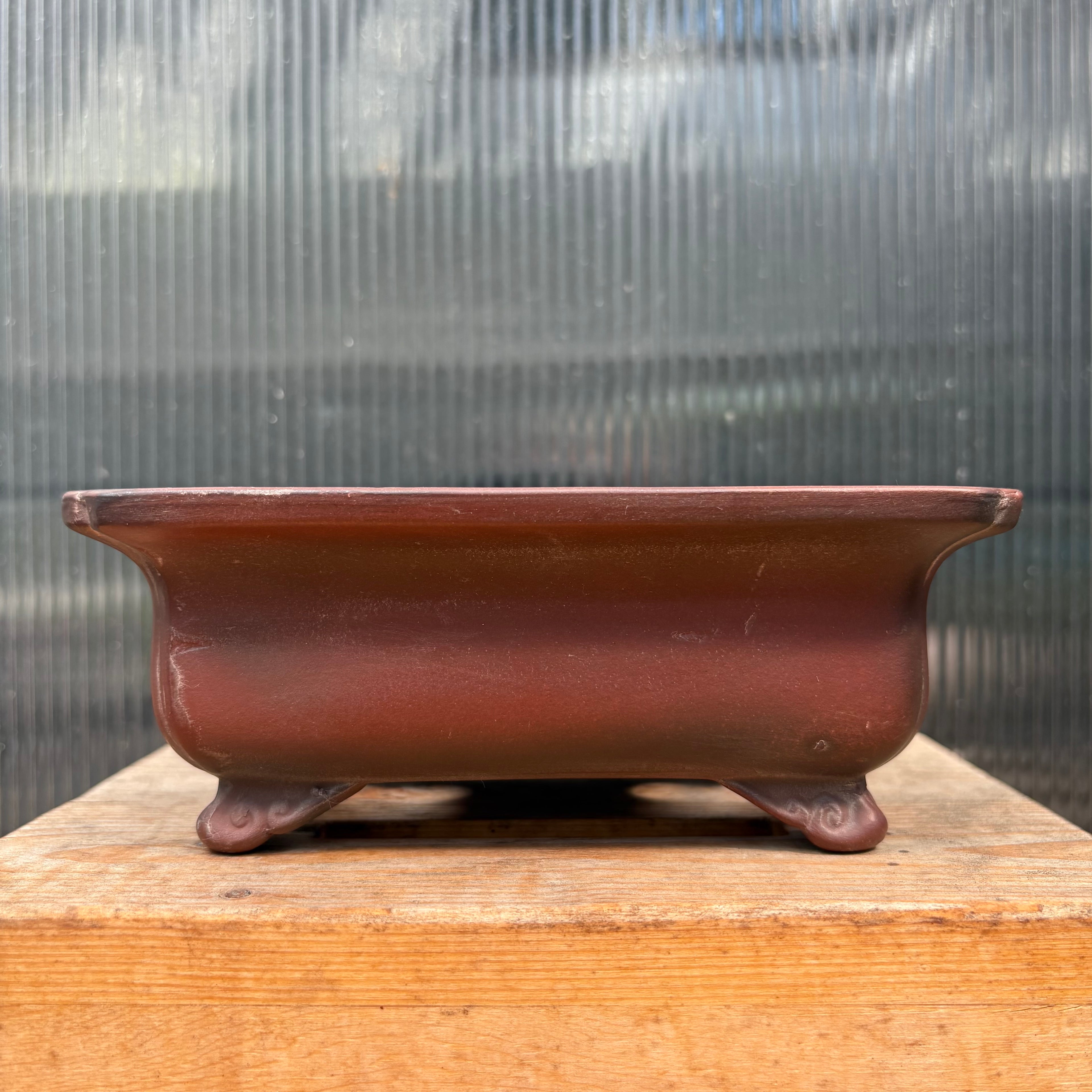 Bigei unglazed rectangle tokoname Japanese bonsai pot.