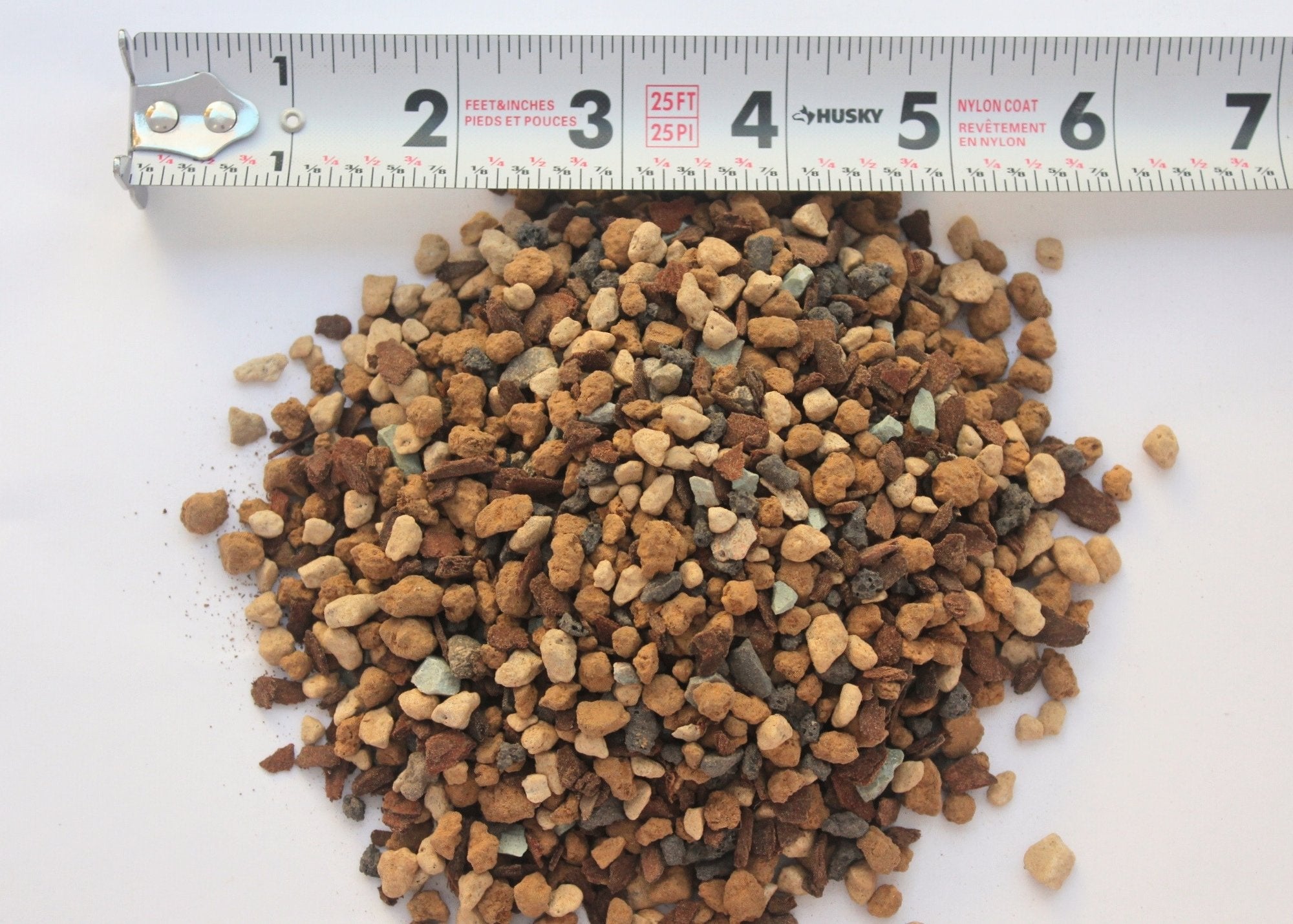 Close up of our deciduous bonsai soil mix showing g3-6mm grain size.