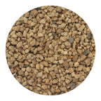 Macro view of Kiryuzuna bonsai soil showing its shape tan/beige colour, volcanic grit and iron-rich mineral texture., 